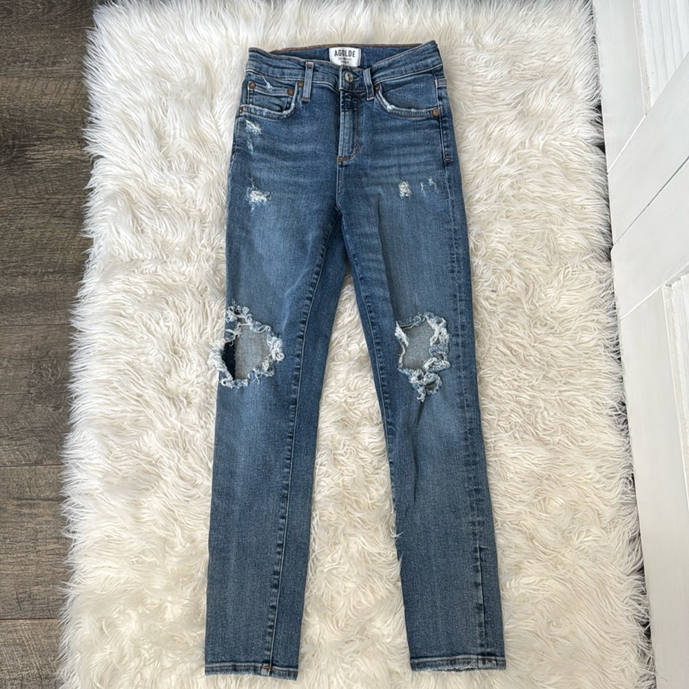 AGOLDE DISTRESSED SKINNY JEANS